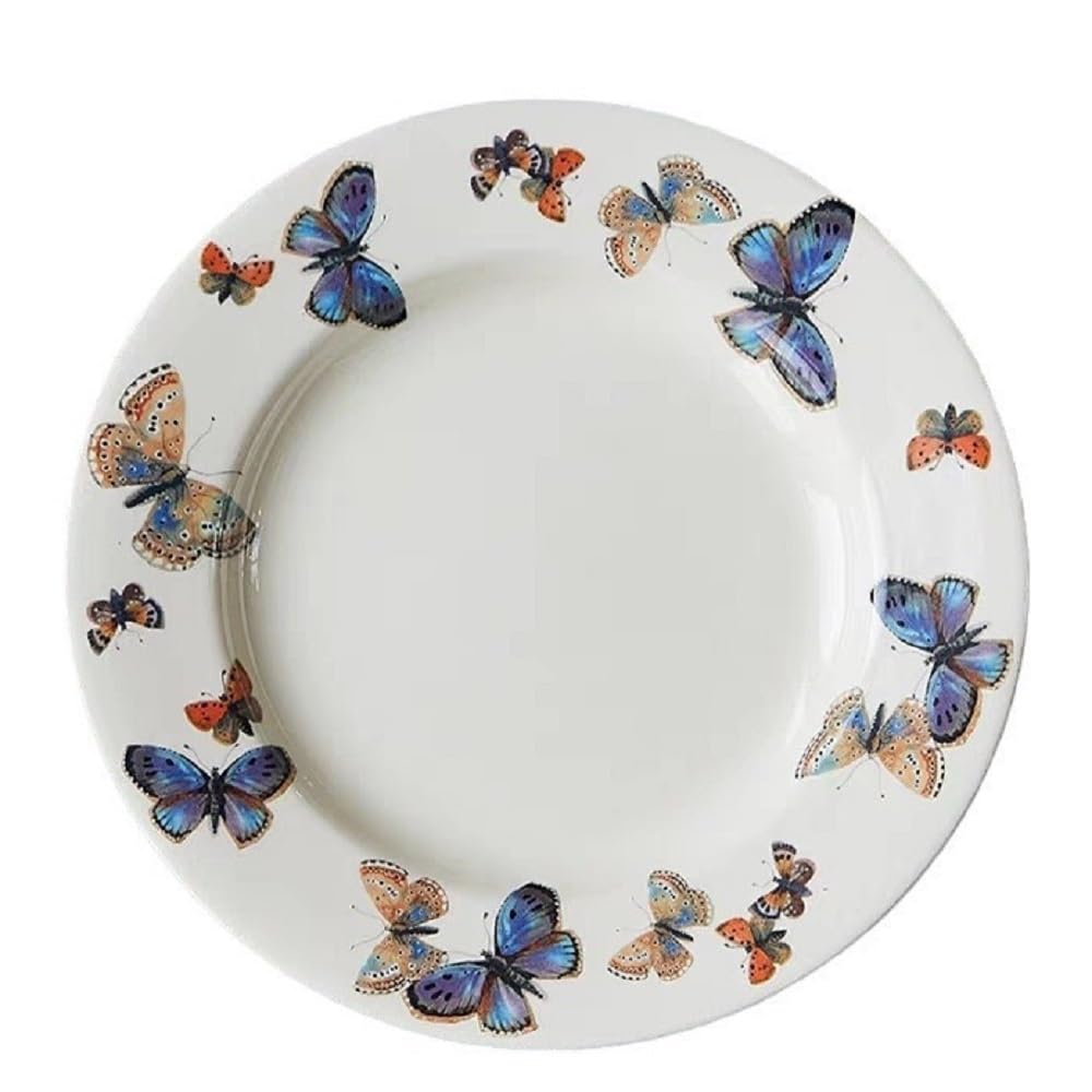 MAGICVOGEL Ceramic Dinner Plate Cake Plate 20.5 cm Breakfast Plate Dessert Plate Modern Serving Plate Serving Plate for Steaks Spaghetti Sandwich Cake Snacks (Butterfly)