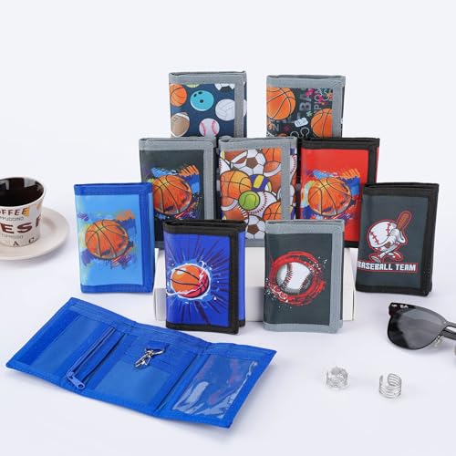 Image of Kids Wallet for Boys Girls, Trifold RFID Wallet with Key Chain and Zipper Pocket for Kids 4-18 Novelty Birthday Gifts, Coin Pouch Purse for Children Teens Outdoor Sports-Gamepad Black