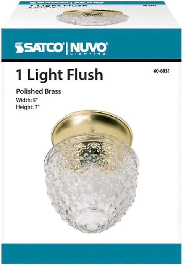 NUVO SF77/125 One Light Ceiling Flush Mount, Brass-Polished/Cast