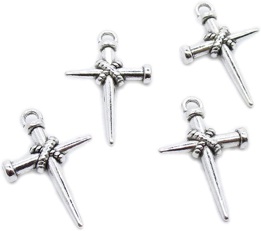 610 Pieces Antique Silver Tone Jewelry Charms Suppliers Arts Crafts Making Beading Findings Crafting JN0V2B Cross