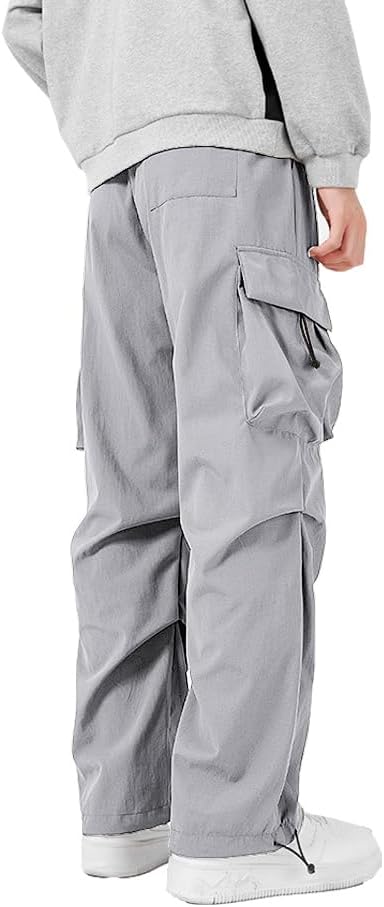 WZIKAI Men's Parachute Cargo Pants Trendy Casual Parachute Pant Baggy Drawstring Hip Hop Harem Pants with Pockets - Image 4
