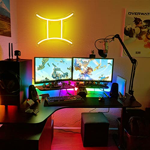 Image of The Zodiac Horoscope Neon Sign, Gemini LED Neon Signs for Wall Decor, Astrology Zodiac Horoscope Neon Lights Beautiful Spiritual, Birthday Party, Home Kids Room Decor Gemini