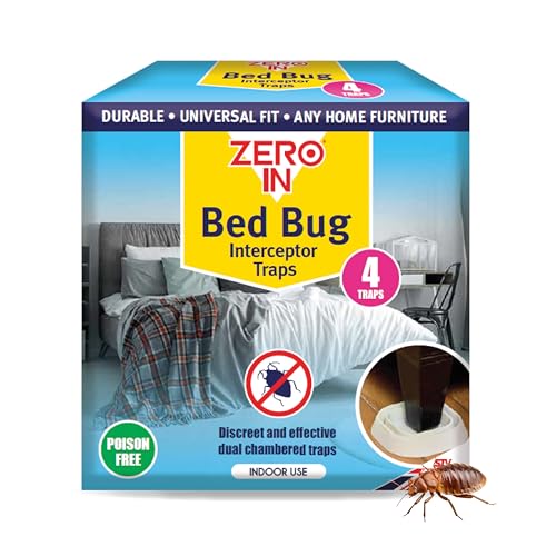 Zero In Bed Bug Interceptor Traps 4 Pack Chemical-Free Bed Bug Traps for Early Detection & Home Protection Poison-Free Sustainable