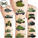 100 PCS Tank Military Temporary Tattoos Themed Birthday Party Decorations Favors Supplies Decor Army Camo Camouflage Soldier Tattoo Stickers Gifts For Game Boys Girls Classroom School Prizes Christmas