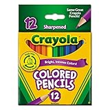 Crayola 684112 Short Barrel Colored Woodcase Pencils, 3.3 mm, 12 Assorted Colors/Set