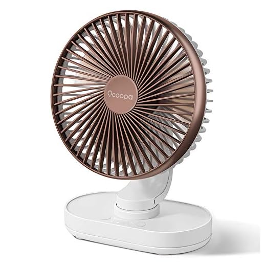 OCOOPA Ultratyst fläkt, batteri skrivbordsfläkt 6,5 tum, svängande kylning 4 hastigheter elektrisk bordsskiva USB tyst luftcirkulator, 4 000 mAh uppladdningsbart batteri som används för hem, säng, kontor Brun
