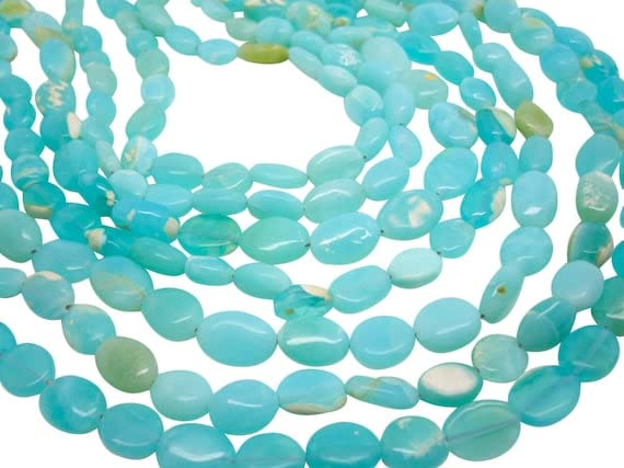 Opale bleue du Pérou de luxe AAA perles ovales lisses haut de gamme LKBEADS