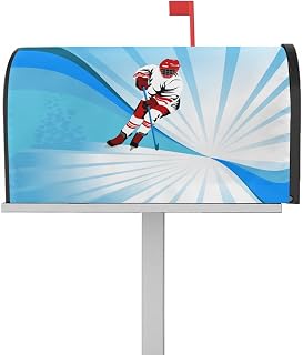 Mailbox Covers Magnetic Post Box Cover Hockey Player Cartoon Image Mailbox Cover for Outdoor Garden Yard Decorations Standard Size 18.5" X 21.7"