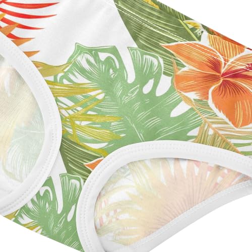 Tropical Flowers Leaves Orange Green Girls Underwear Toddlers 2t Cotton Panties for Girl Fun Underpants Briefs4
