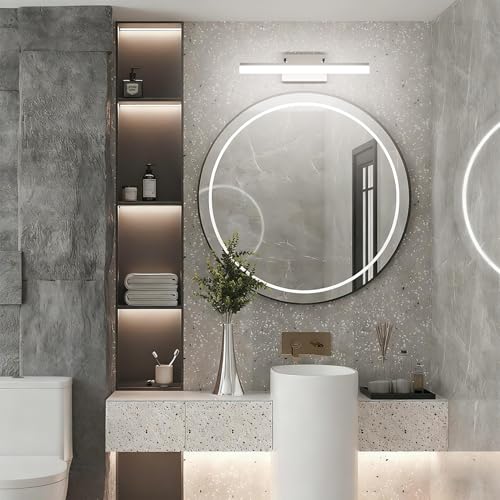 Image of Aipsun Brushed Nickel Vanity Light Adjustable 20 inch Modern LED Bathroom Light Fixtures Over Mirror Rotatable Vanity Lighting 5500K