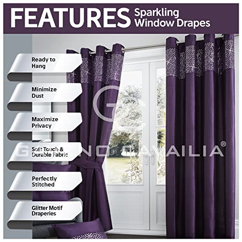 Gaveno Cavailia Luxurious Fully Lined Aviv Room Curtains (66 x 90 Inches), Polyester, Aubergine, W 66.1" x L 90.2" (1 Panels) - Image 3
