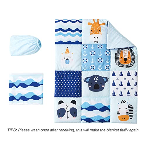 Beeweed 3-Piece Crib Bedding Set For Boys Girls, Soft Baby Bedding Set Including Blanket, Crib Skirt & Crib Sheets, Animal Nursery Bedding Set #TOP1