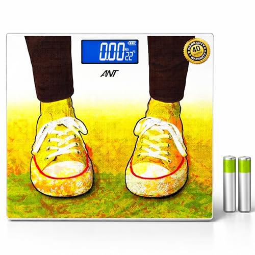 ANT Flora Sports Digital Bathroom Weighing Scale, 180 kg Capacity, High Precision Sensors, Wide LCD Display, 5 mm Tempered Glass Body Weight Machine f