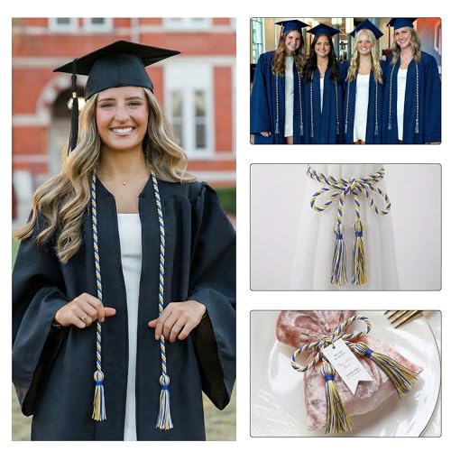 Image of GraduationMall Graduation Honor Cord 68 inch RoyalGoldWhite