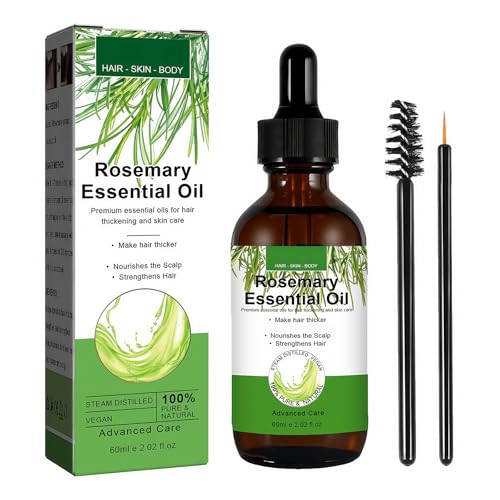 Rosemary Oil for Hair Growth 60ml, Pure Rosemary Hair Oil for Eyelashes, Eyebrows, Face & Skin Care, Body Massage,Scalp Nourishment, Strengthens Hairs