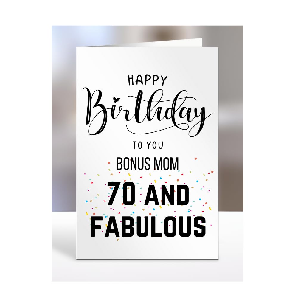 70th Birthday Card for BONUS MOM, Happy Birthday, Gifts for Men or Women, Presents for Christmas, 70 and fabulous, 70 years old, A5-68_25 โ image 1