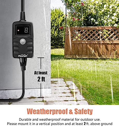 Plusmart Outdoor Digital Timer, Waterproof Light Sensor Timer For Electrical Outlets, Dusk To Dawn, 3 Pack,6 Inch Extension Cord,1/2Hp #TOP3