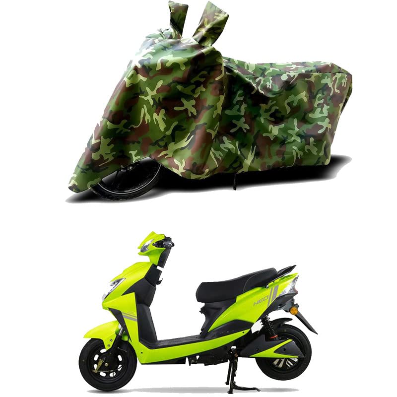 Image of 100% Water Resistant Bike Scooty Two Wheeler Body Cover Compatible for Techo Electra Neo STD /UV-Rays /Heat Protection /Birds Dropping /Scratchproof /Dust Proof /Waterproof /All Varient[Green MJ]