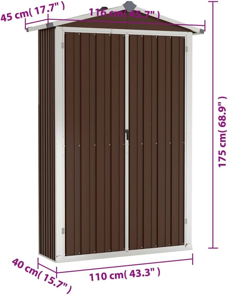 Diagram showing the dimensions of the Teenpull Garden Shed