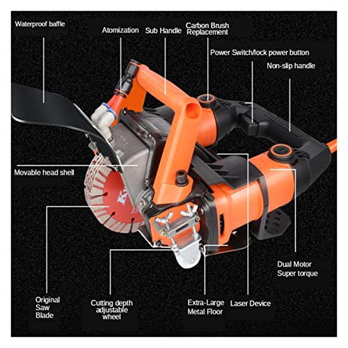 ATAAY Fliesenfliesenmaschine 5200W Elektrischer Mauerschlitzer Nutschlitzmaschine Ziegelmauerschneidemaschine… – Bild 6