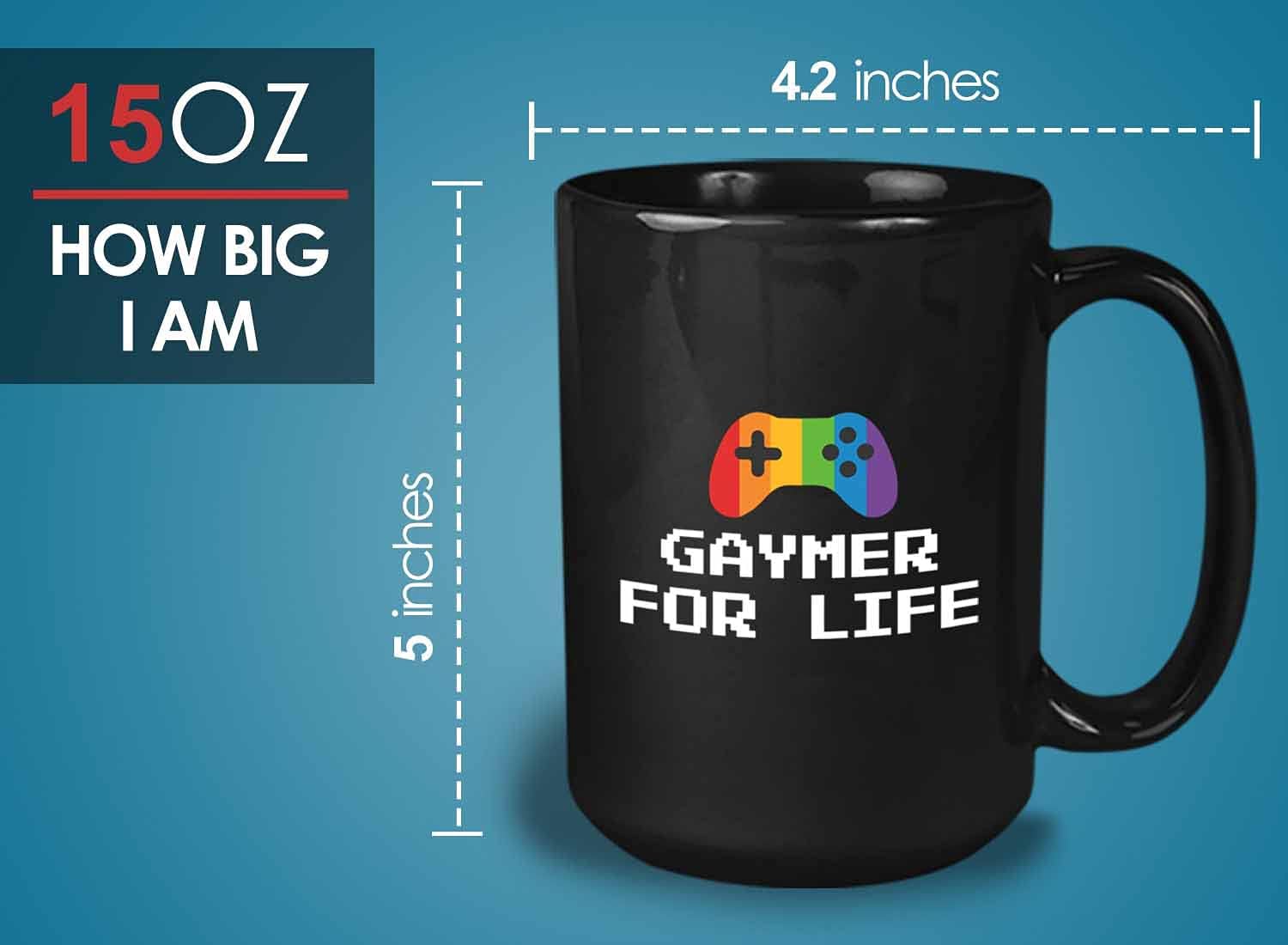 Bubble Hugs LGBT Coffee Mug - Gaymer For Lfe - Lesbian LGBTQ Transgender Gay Pride Bi Rainbow Pride Queer 15oz Black