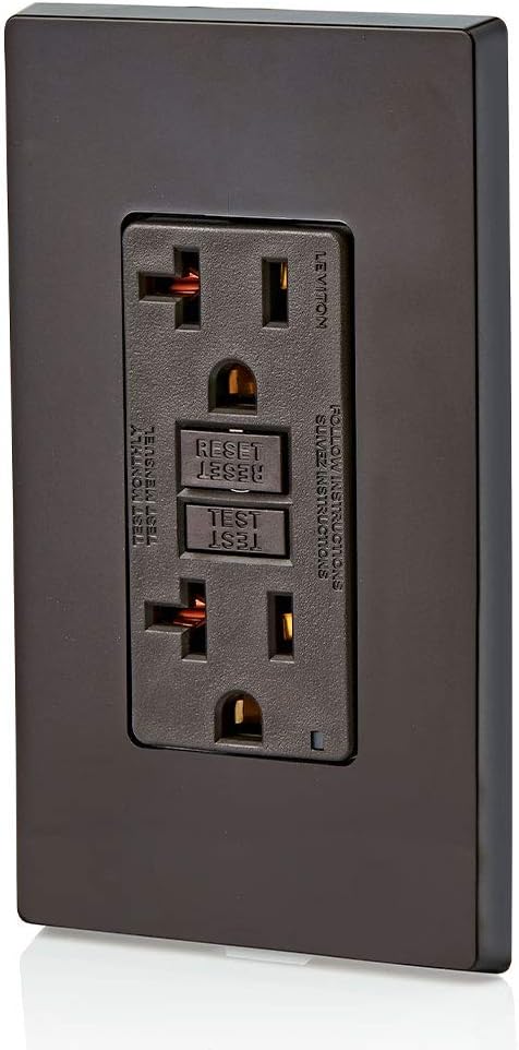 Best Cyber Deals 🔥 Leviton GFNT2 Self-Test SmartlockPro Slim GFCI Non-Tamper-Resistant Receptacle with LED Indicator, Wallplate Included, 20-Amp, Brown