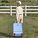 Krute Checked Luggage 24 inch Suitcases with Wheels TSA Approved PC+ABS Lightweight Hard Side Suitcase (LightBlue)