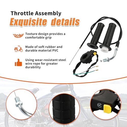 Image of Throttle Cable Assembly Twist Throttle Handle Grip with 7 /8 inch 22mm Handlebar for 2 Stroke Engine 49cc 50cc 80cc 100cc Gas Motor Motorized Bicycle Bike Parts