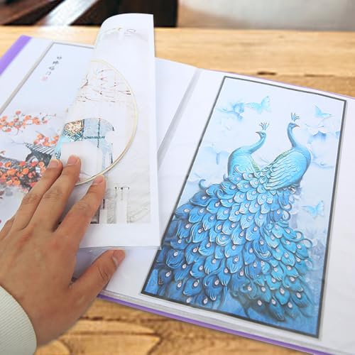 Image of A3 Diamond Pictures Storage Book for Diamond Pictures Kits 30 Pages Diamond Beads Art Painting Portfolio Presentation Storage Book Folder Clear Pockets Blue