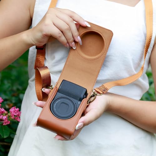 Funda para cámara Ricoh GR IV en cuero PU marrón miniatura 7