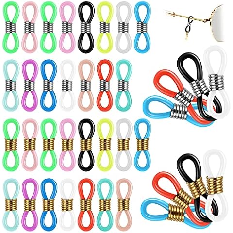SIGZKK 60 Pcs Eyeglass Chain Ends Eyeglass Chain Loop Holder Silicone Eyeglass Connector Eyewear Retainer Chain Ends Eyeglass Strap Holder (60 Pcs Multicolor Silicone Chain Ends) Cover
