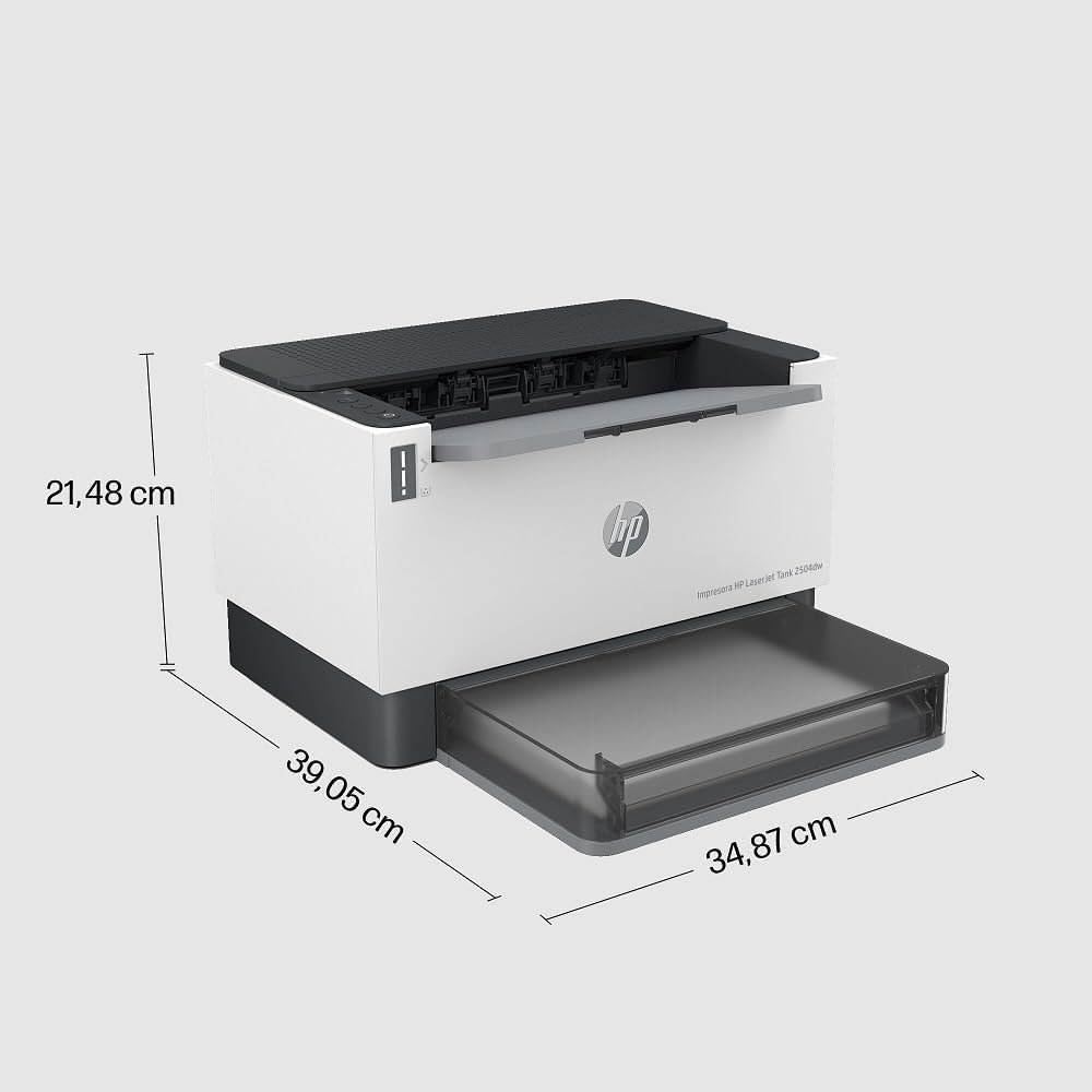 HP LaserTank 2504dw, 2R7F4A, Impresora Monocromo con Tóner Integrado de Recarga Rápida, Doble Cara Automática, 22 ppm, hasta 5000 Páginas, Wi‑Fi, USB, LCD, Blanca