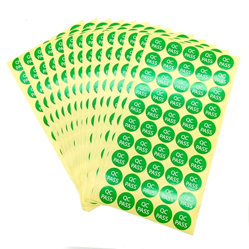 ZAHD 1000 PCS Klebeetiketten QC PASS Mark Qc Passed Aufkleber Rund Selbstklebend Qualitätskontrollaufkleber Runde Etiketten Statusaufkleber Selbstklebend Für Lager Und Versand Für Lager (Grün)