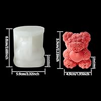 Vista 6 de Zayookey Molde de vela con forma de oso de rosa, moldes de silicona para jabón de oso de amor, molde de resina epoxi para velas de bricolaje, Blanco
