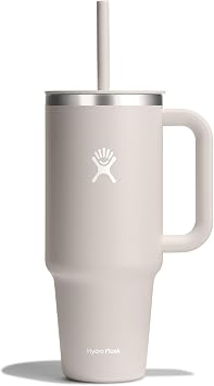 Hydro Flask 40 Oz Travel Tumbler with Handle, Lid and Straw - Insulated Stainless Steel in 40 Oz Oat Tan