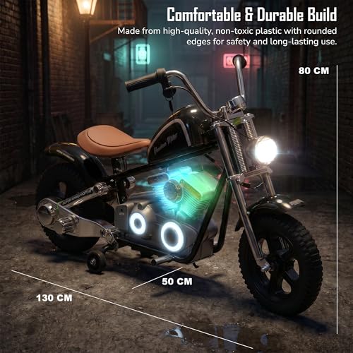 Image of Baybee ChopperX Baby Battery Operated Bike for Kids with Adjustable Seats I Rechargeable Ride on Toy with LED Lights, USB & Music I Big Baby Bike | Electric Bike for Kids to Drive 2+ Years (Black)