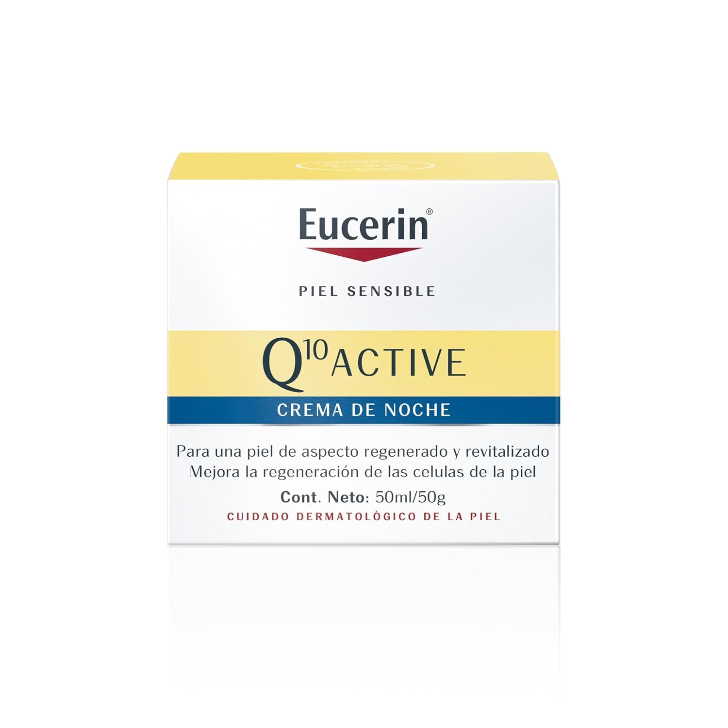 Eucerin Q10 ACTIVE Crema de Noche (50 ml), crema de cara antiarrugas e hidratante para piel sensible, fórmula enriquecida con Coenzima Q10 y Manteca de Karité, regenera la piel mientras duermes