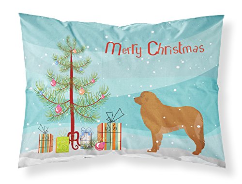 Caroline's Treasures BB2976PILLOWCASE Leonberger Merry Christmas Tree Fabric Standard Pillowcase Lightweight Super Soft Easy Care Decorative Artwork Pillowcase, Standard