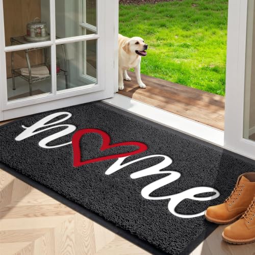 StepLively Door Mat Indoor Outdoor Welcome Mat for Entrance, 32x20in Black