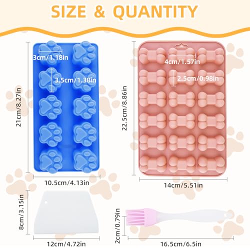 Backmatte Hundekekse, 6 Stück Hundeleckerli Silikonform, Backmatten Für Hundeleckerlies Mit Bürste Und Schaber, Bpa-Frei, Antihaftbeschichtung, Für Diy Hundeleckerlis, Schokolade, Kekse, Eiswürfel