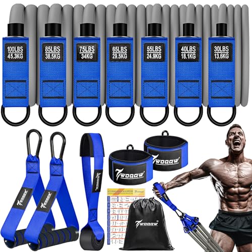 Image of WOQQW Heavy Resistance Bands for Working Out, 350lbs /450lbs Exercise Bands with Handles, Workout Bands Set for Men, Fitness Weight Bands for Muscle Strength Training,Stretching,Slim,Home Gym Equipment