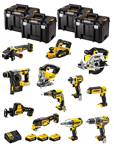 DeWALT Kit DWK1202T (DCD796 + DCH273 + DCG405 + DCF887 + DCF889H + DCS331 + DCS391 + DCS355 + DCP580 + DCS369 + DCL050 + DCF620 + 3 Batteries de 5,0 Ah + Chargeur + 4 x...