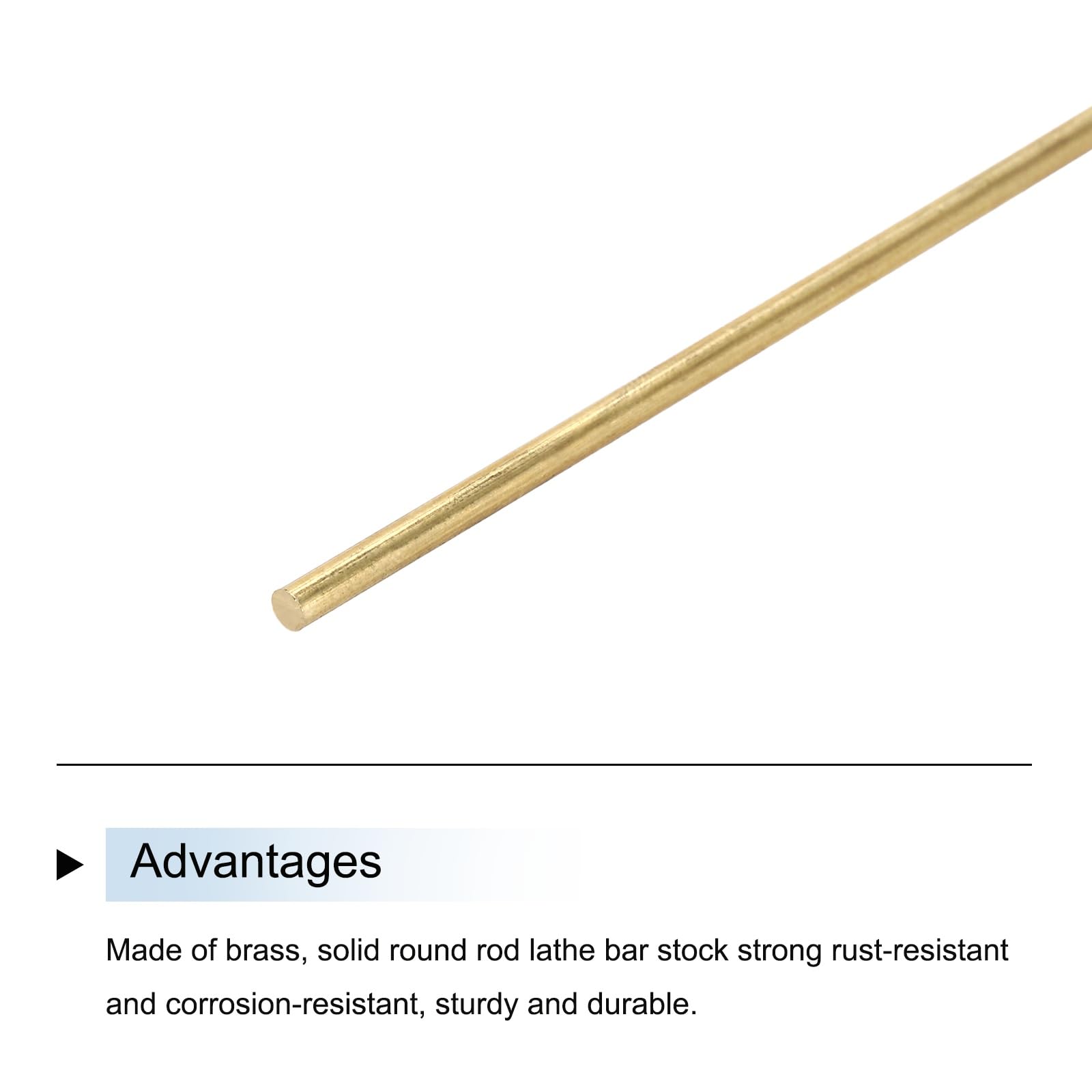sourcing map Asta rotonda in ottone 4,5 mm x 305 mm aste in metallo solido per tornio 6 pezzi