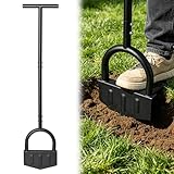 Lawn Edger Tool – Half Moon Edger with Wide Footplate, Manual Hand Metal Yard Garden Flower Bed Weed Landscape Grass Edger for Sidewalk, Garden Border and Cable Burying Long Handle 40"
