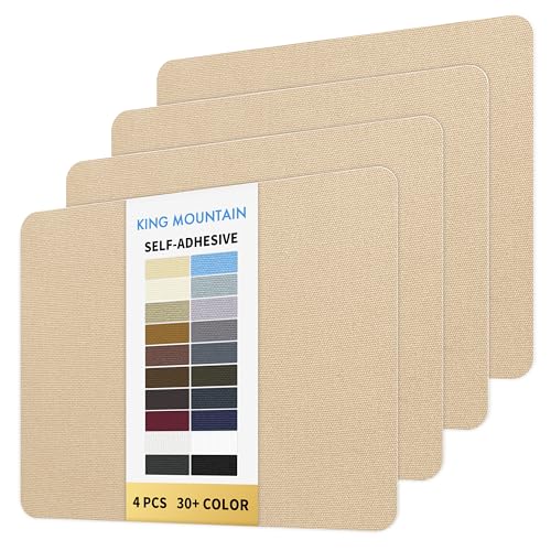 KING MOUNTAIN Canvas Repair Patch 9 x11 Inch 4 Pcs Self-Adhesive Waterproof Fabric Patch for Sofas, Tents, Furniture,Tote Bags, Car Seats (Khaki)