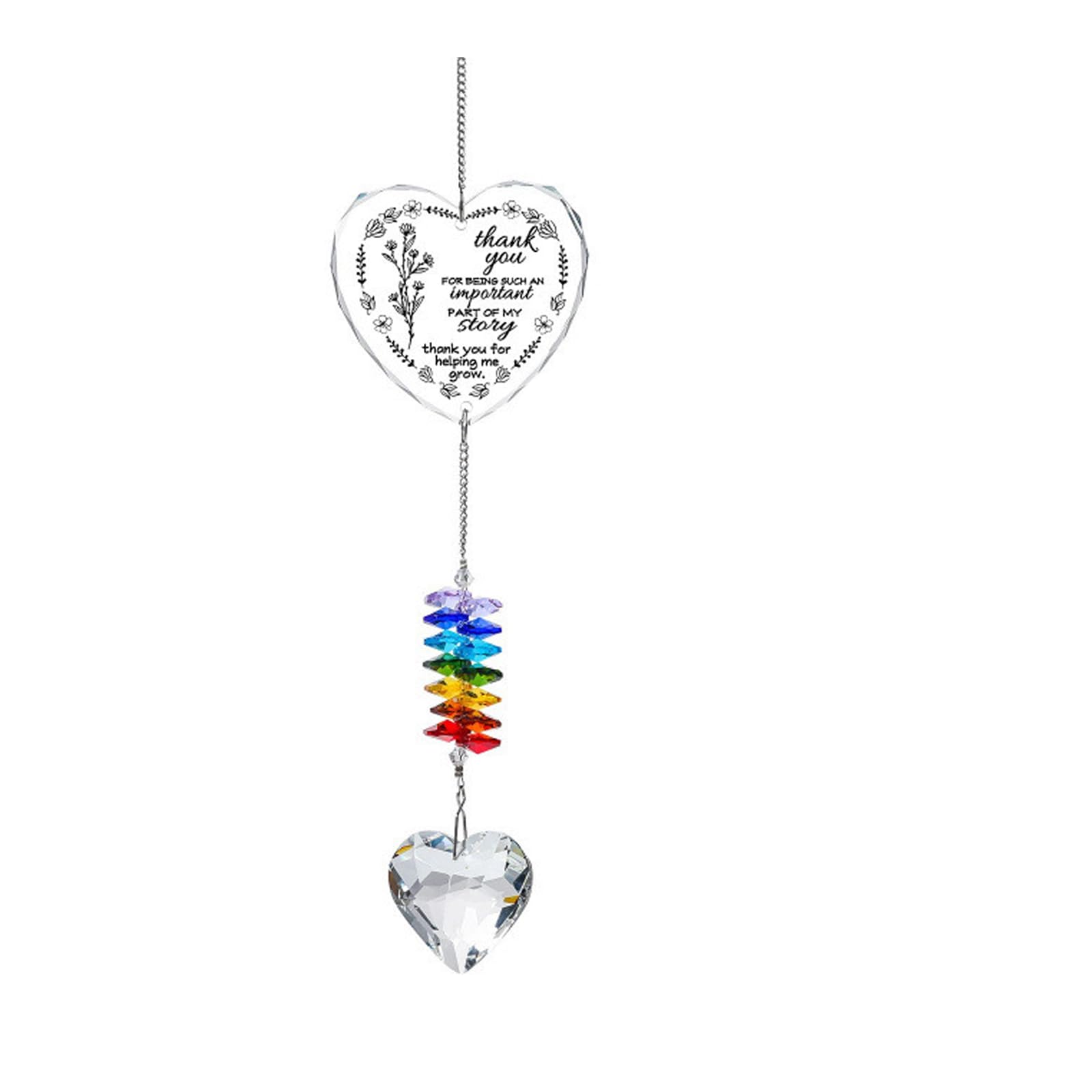 Gmbylby A Lovely Heart Crystal Wind Chimes Colorful Window Hanging Decors Delicate Present For Mom On Various Occasion Spectrum Wind Toll