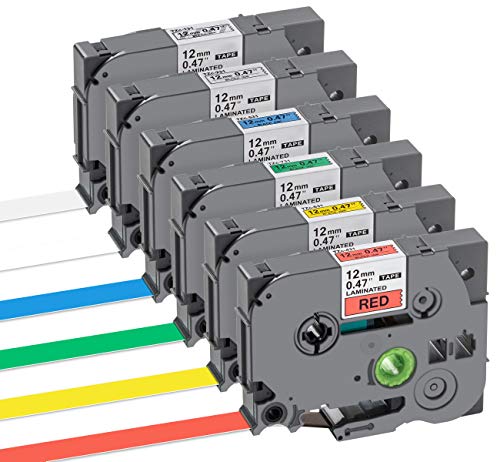 Anstore 6 Beschriftungsgerät Ersatz für Schriftband Brother P-touch Bänder TZe-131 TZe-231 TZe-431 TZe-531 TZe-631 TZe-731, Schwarz auf Weiß/Transparent/Rot/Blau/Gelb/Grün laminiert Tze Schriftband Anstore 6 Beschriftungsgerät Ersatz für Schriftband Brother P-touch Bänder TZe-131 TZe-231 TZe-431 TZe-531 TZe-631 TZe-731, Schwarz auf Weiß/Transparent/Rot/Blau/Gelb/Grün laminiert Tze Schriftband