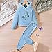 Toddler Sweatsuit Set Butterfly Print Crop Top Hoodie Jogger Pants Set 2025 Fall Winter Teen Fashion (Blue, 5-6 Years)