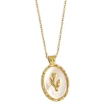 Dtja Vintage Tulip Flower Pendant Necklace for Women Girls s925 Sterling Silver 18K Gold Plated Embossed Oval Link Chain Adjustable Christmas Valentine Birth Month Jewelry Gifts for Mother