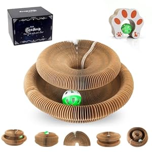 Kitty Kurlz – Rascador de órgano mágico de acordeón para gatos de interior – Tabla rascador de cartón para gatos, 1 paquete